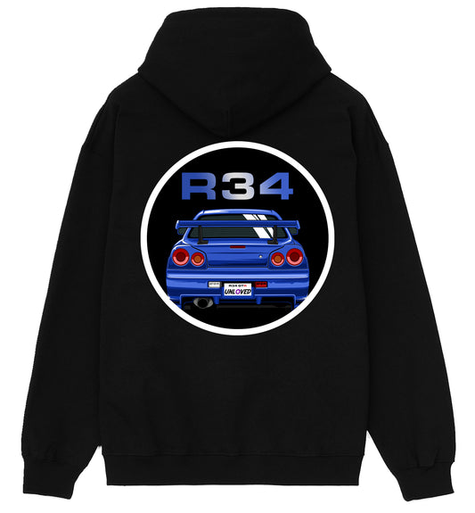 Nissan Skyline R34 GTR Blue Hoodie Adult